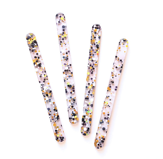 Dot Glitter Popsicle Sticks: Black, White, Gold | www.sprinklebeesweet.com