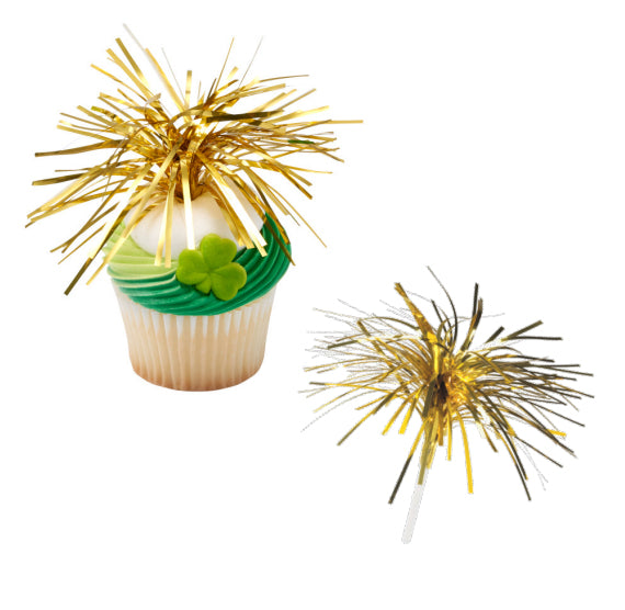 Gold Spray Cupcake Picks | www.sprinklebeesweet.com