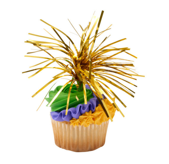 Gold Spray Cupcake Picks | www.sprinklebeesweet.com