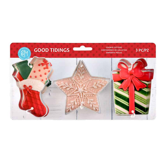 Christmas Cookie Cutter Set of 3: Good Tidings | www.sprinklebeesweet.com