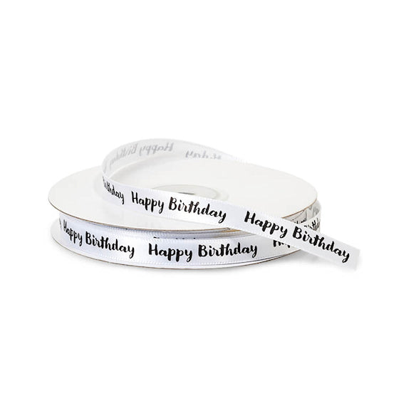 Happy Birthday Ribbon: 3/8" White | www.sprinklebeesweet.com