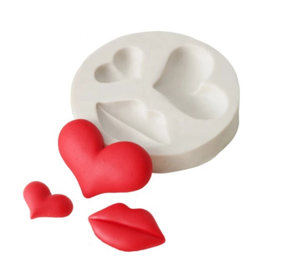 Valentine's Day Fondant Mold: Lip + Hearts | www.sprinklebeesweet.com