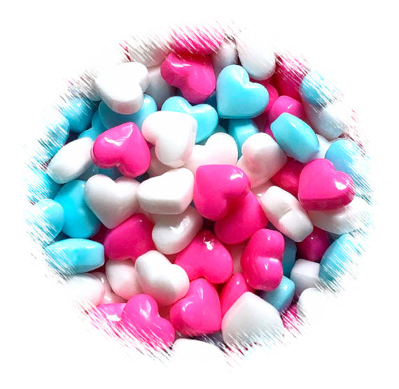 Heart Candy Sprinkles: Pink, Blue, White | www.sprinklebeesweet.com