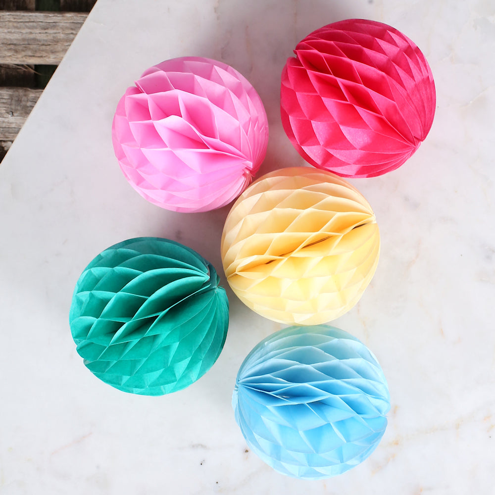 Party Pastel Honeycomb Tissue Balls: 3" | www.sprinklebeesweet.com