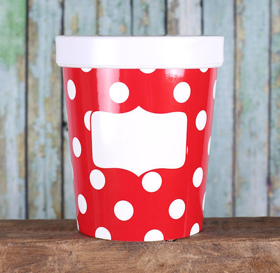 Large Ice Cream Containers: Red Polka Dot | www.sprinklebeesweet.com