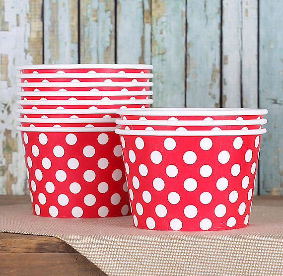 Large Red Ice Cream Cups: Polka Dot | www.sprinklebeesweet.com