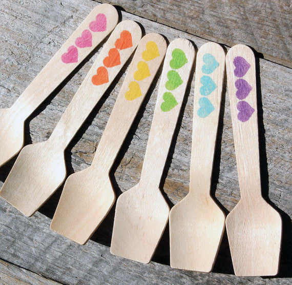 Mini Bright Rainbow Ice Cream Spoons: Hearts | www.sprinklebeesweet.com