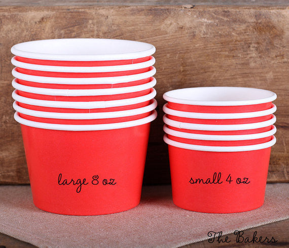 Large Red Ice Cream Cups: 8oz | www.sprinklebeesweet.com