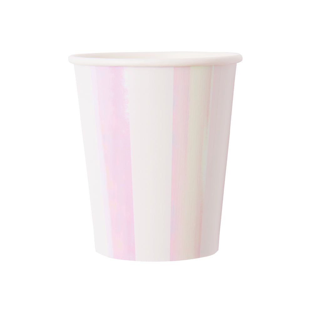 Iridescent Stripe Paper Cups | www.sprinklebeesweet.com