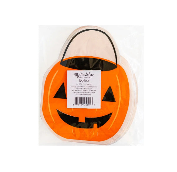 Halloween Napkins: Trick or Treat Pumpkin Bucket | www.sprinklebeesweet.com