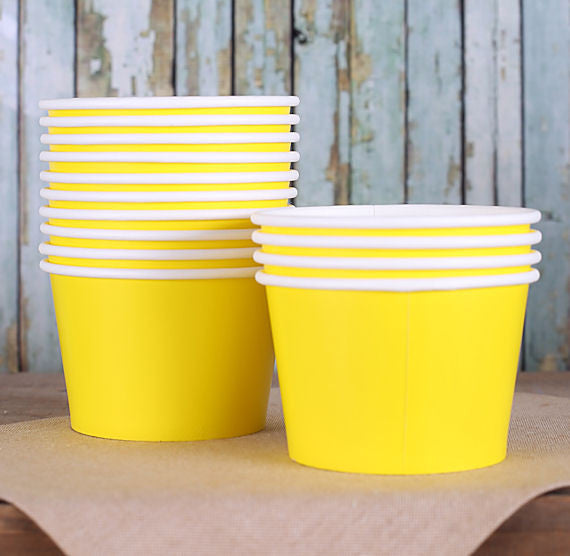 Large Yellow Ice Cream Cups: 8oz | www.sprinklebeesweet.com