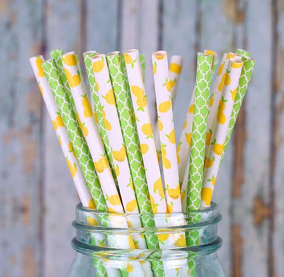 Lemon Paper Straws | www.sprinklebeesweet.com