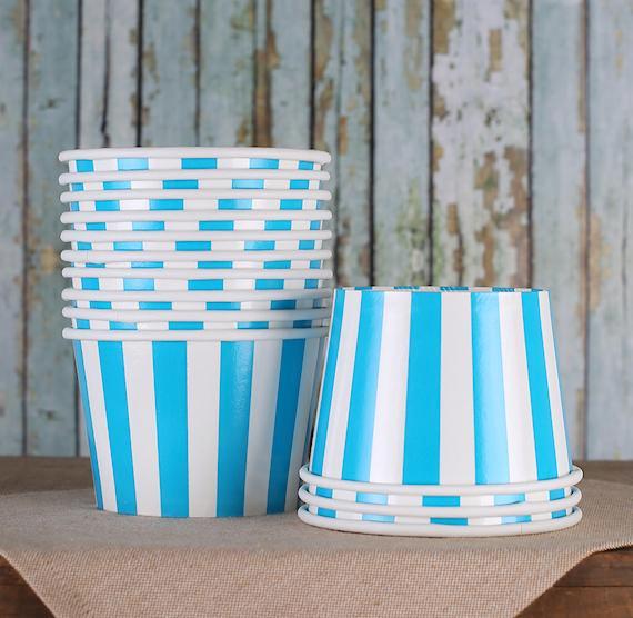 Large Blue Ice Cream Cups: Stripe | www.sprinklebeesweet.com