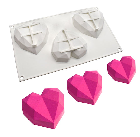 Geometric Heart Cake Gem Mold: 4" | www.sprinklebeesweet.com