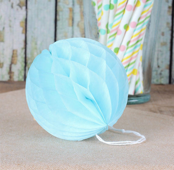 Light Blue Honeycomb Tissue Balls: 3" | www.sprinklebeesweet.com