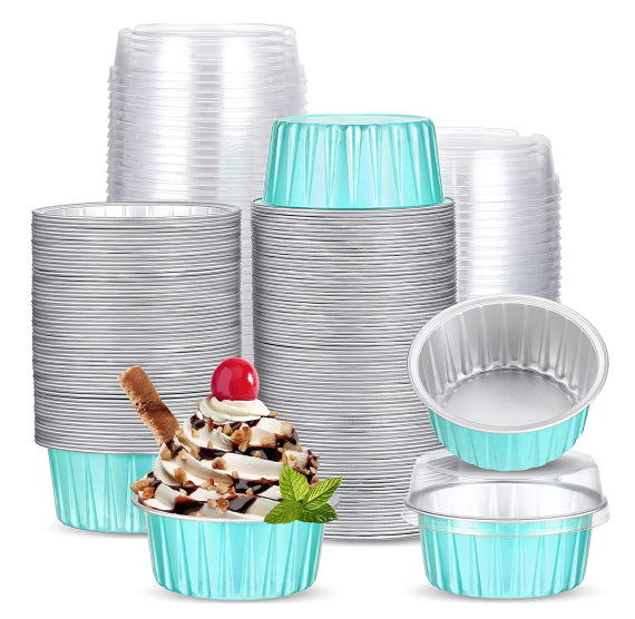 Foil Cupcake Cups with Lids: Light Aqua | www.sprinklebeesweet.com