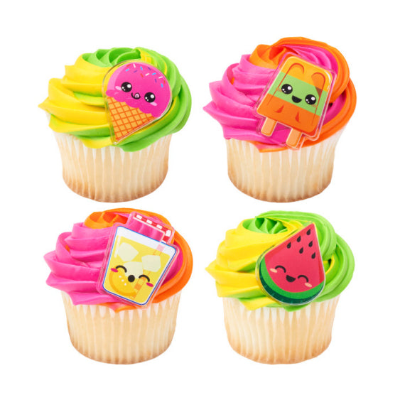 Kawaii Summer Sweets Cupcake Topper Rings | www.sprinklebeesweet.com