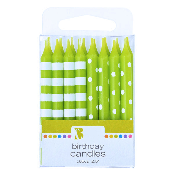 Lime Birthday Candles: Stripes + Dots | www.sprinklebeesweet.com