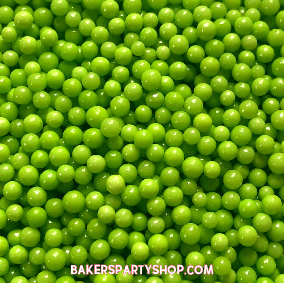 Lime Green Sugar Pearls: 4mm | www.sprinklebeesweet.com