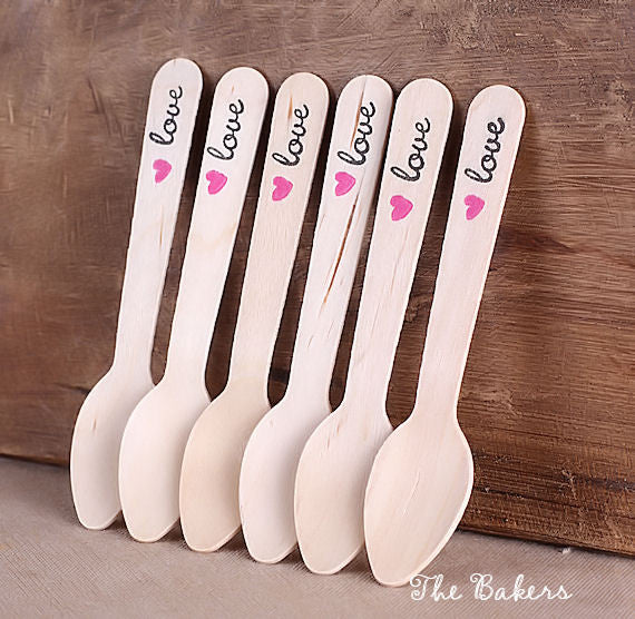 Mini Wooden Spoons: Love & Heart | www.sprinklebeesweet.com