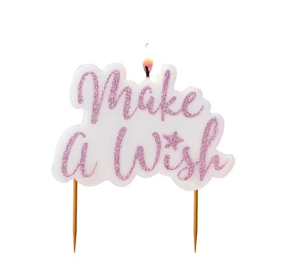 Make A Wish Pink Glitter Candle | www.sprinklebeesweet.com