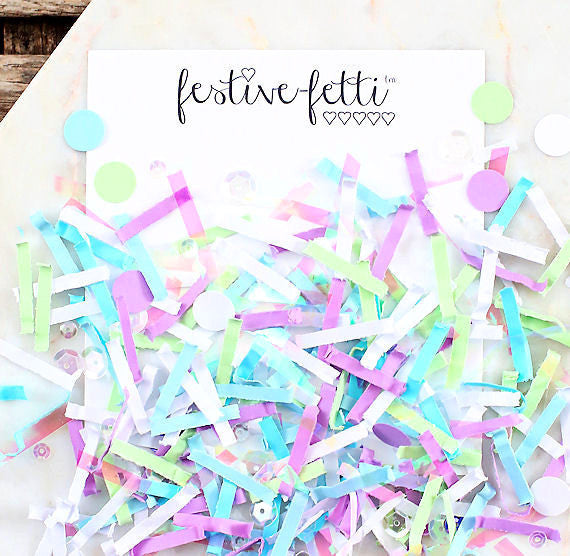 Festive Fetti Sea Mist Confetti | www.sprinklebeesweet.com