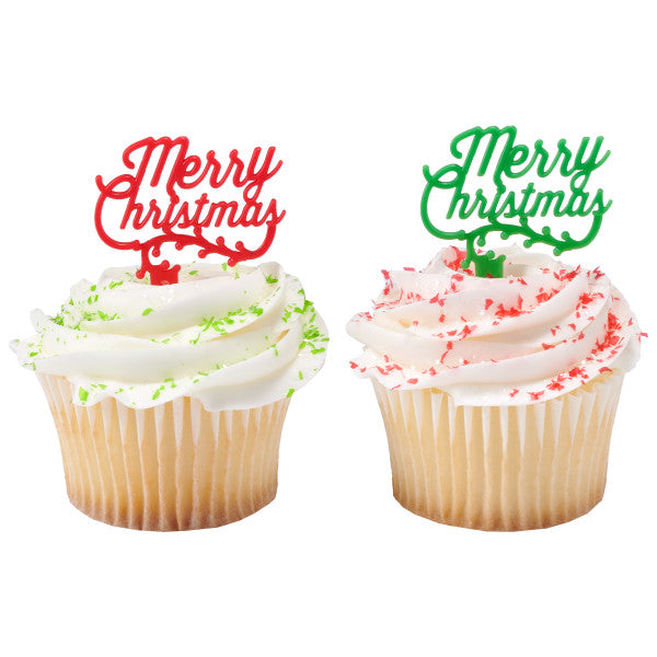 Merry Christmas Cupcake Picks | www.sprinklebeesweet.com