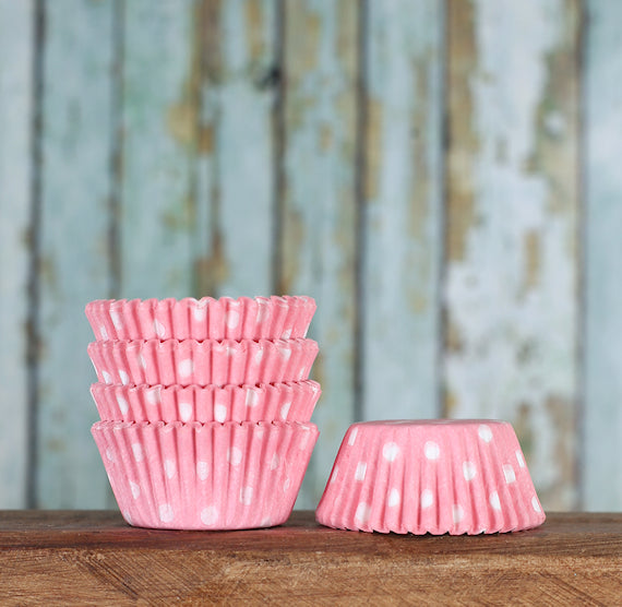 Bulk Mini Light Pink Cupcake Liners: Polka Dot | www.sprinklebeesweet.com