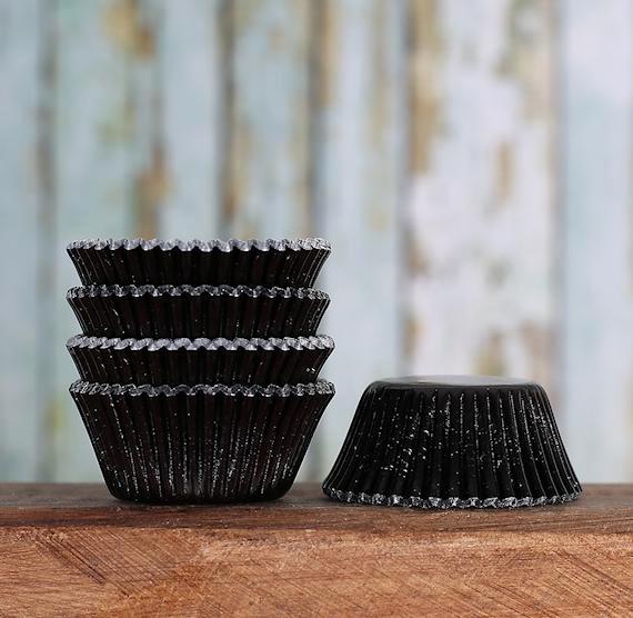 Bulk Mini Cupcake Liners: Black Foil | www.sprinklebeesweet.com