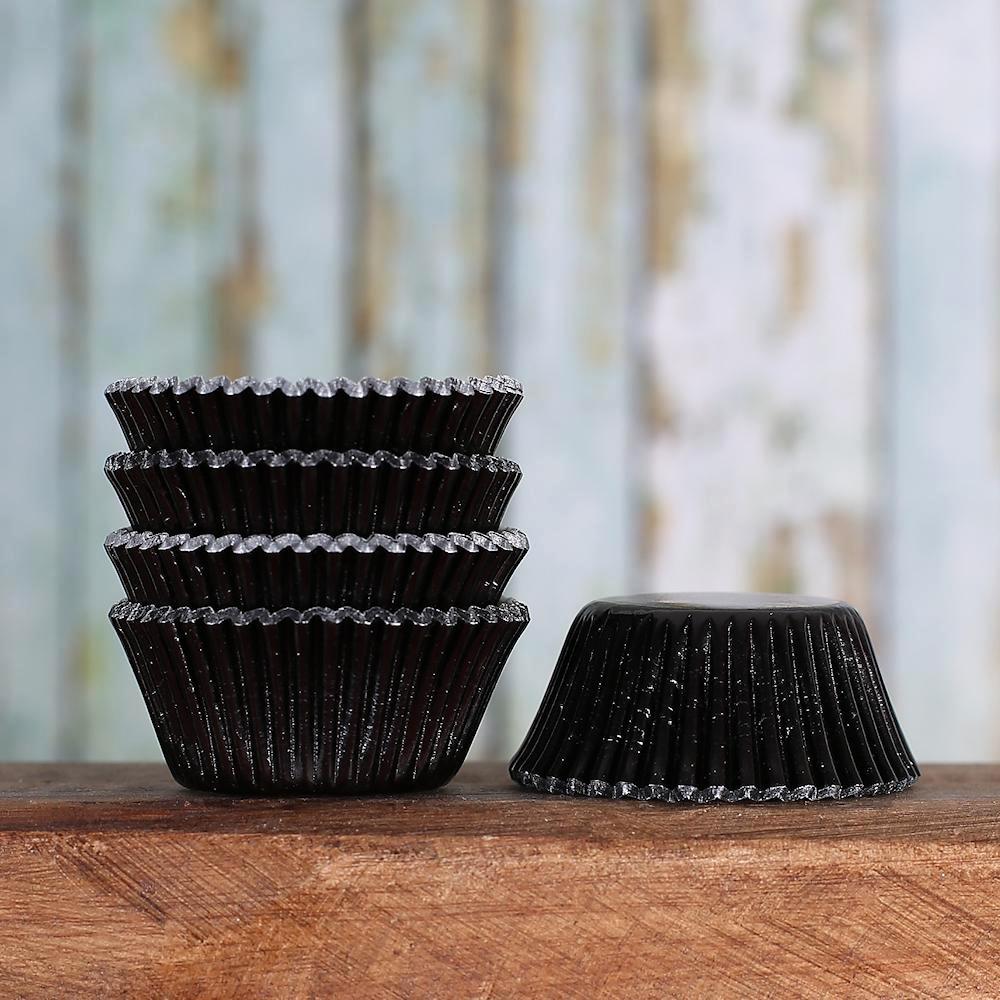 Bulk Mini Cupcake Liners: Black Foil | www.sprinklebeesweet.com