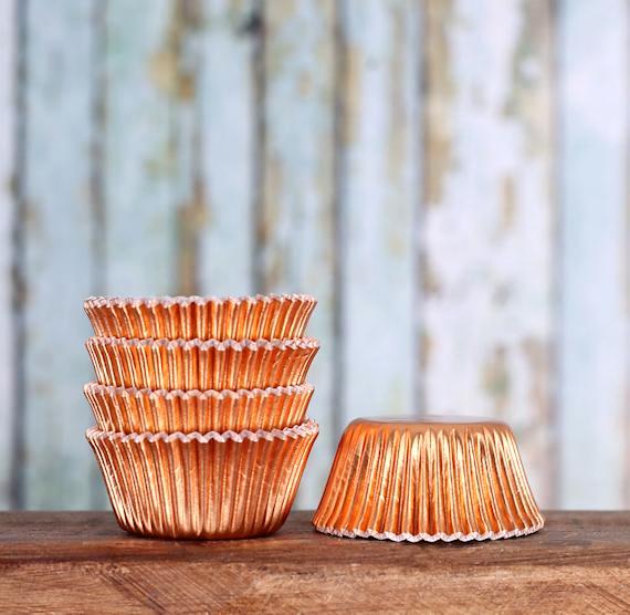 Bulk Mini Cupcake Liners: Copper Foil | www.sprinklebeesweet.com