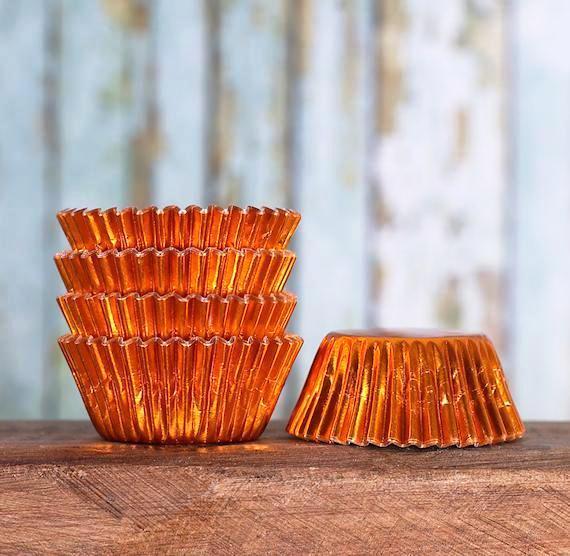 Shop Bulk Mini Cupcake Liners: Orange Foil Wholesale Cupcake Liners –  Sprinkle Bee Sweet