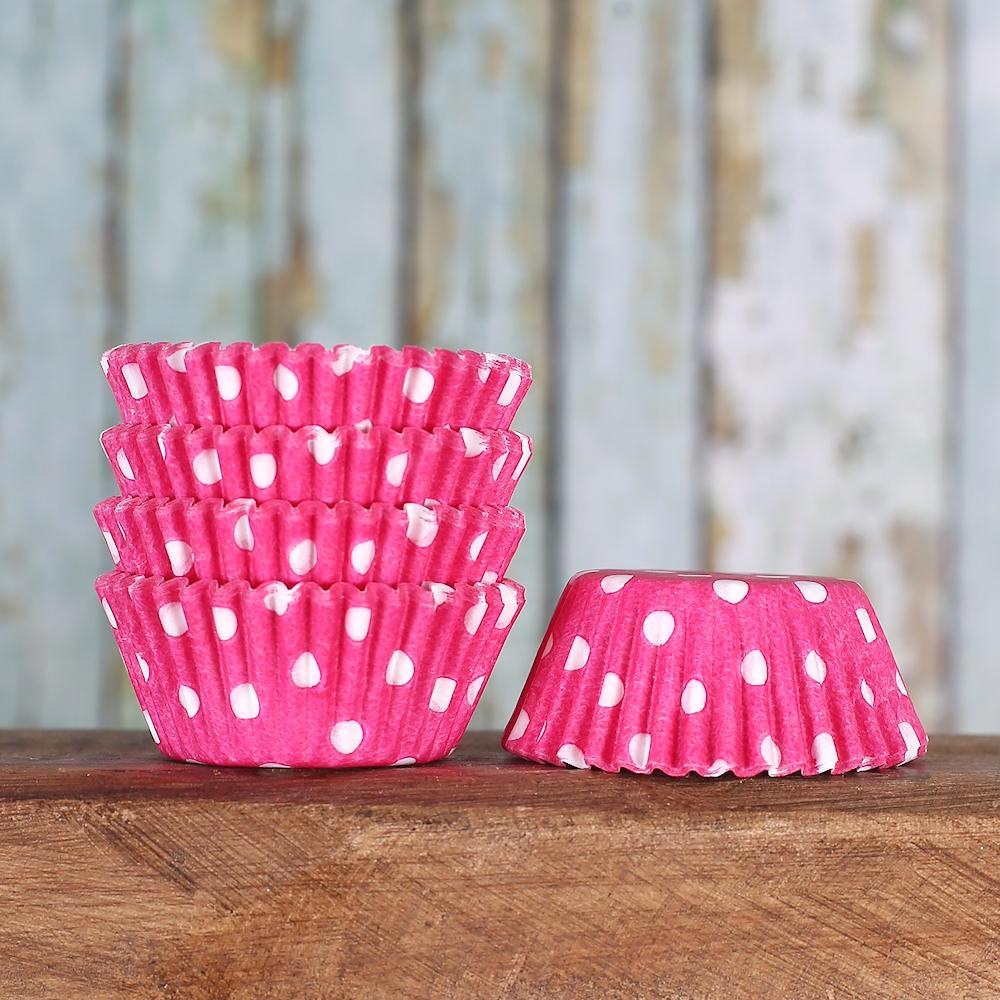 Bulk Mini Pink Cupcake Liners: Polka Dot | www.sprinklebeesweet.com
