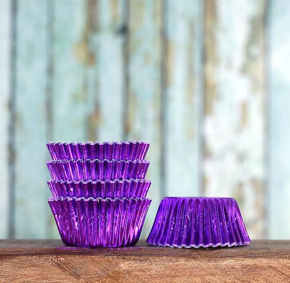 Bulk Mini Cupcake Liners: Purple Foil | www.sprinklebeesweet.com