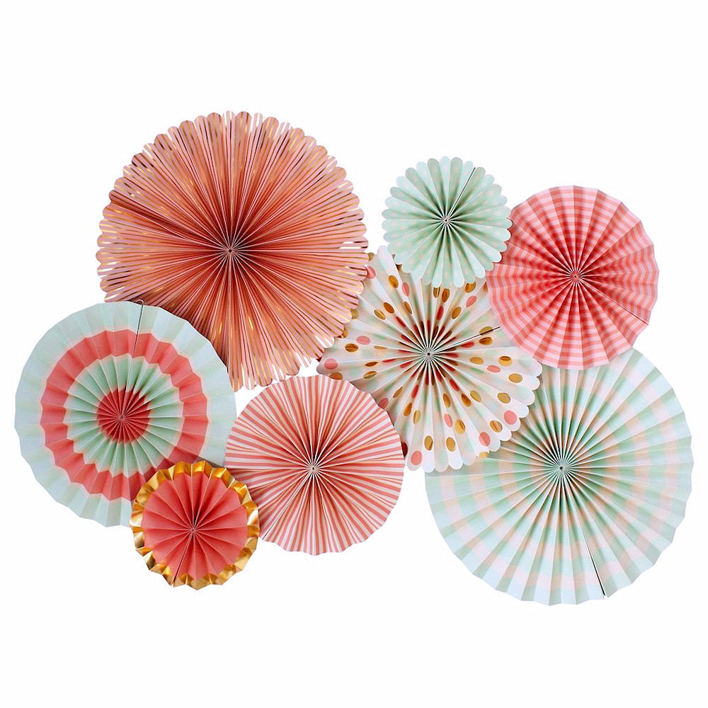 Coral and Mint Party Fans | www.sprinklebeesweet.com