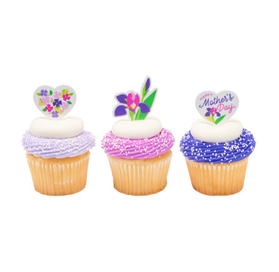Mother's Day Cupcake Picks with Purple Flowers | www.sprinklebeesweet.com