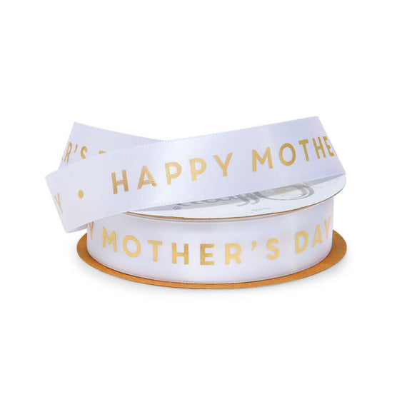 Mother's Day Ribbon: 7/8" White with Gold | www.sprinklebeesweet.com