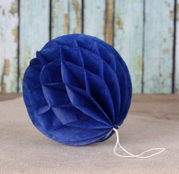 Navy Blue Honeycomb Tissue Balls: 3" | www.sprinklebeesweet.com