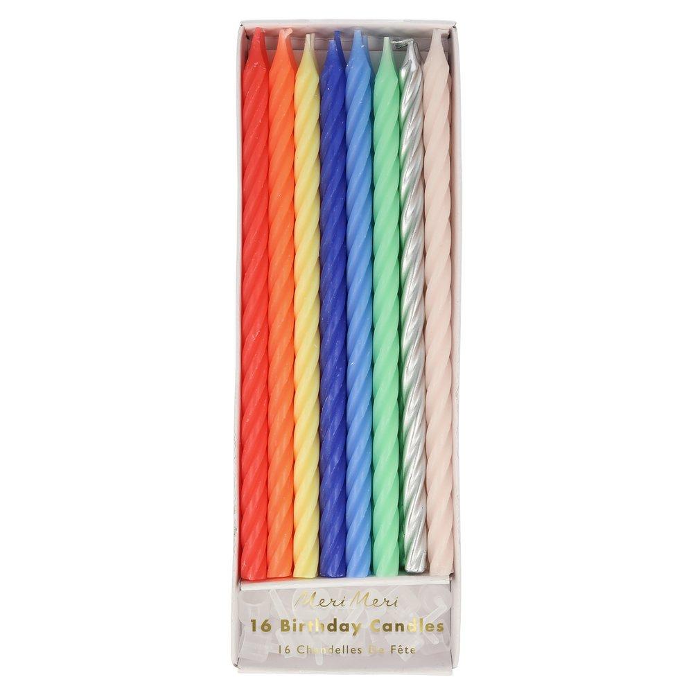 Neon Rainbow Twisted Party Candles: Long | www.sprinklebeesweet.com