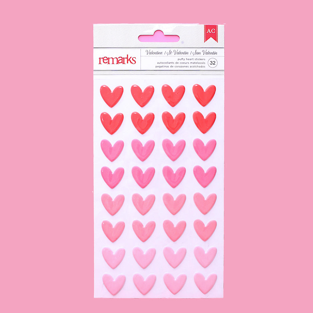 Ombre Pink Puffy Heart Stickers | www.sprinklebeesweet.com