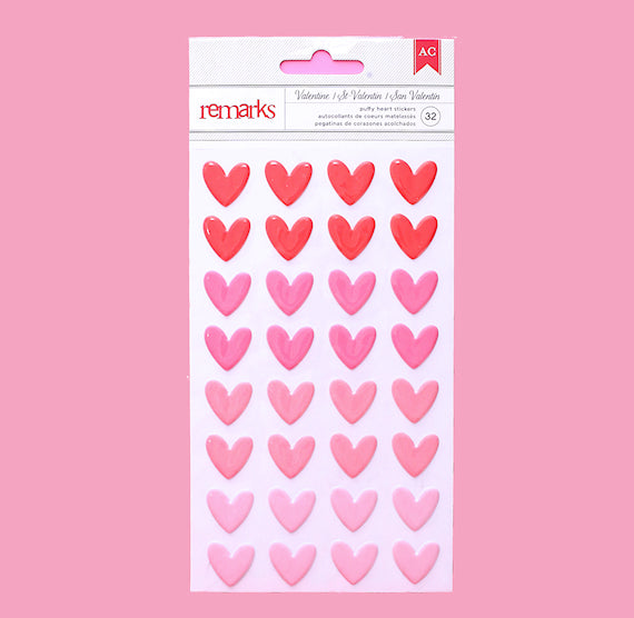 Ombre Pink Puffy Heart Stickers | www.sprinklebeesweet.com