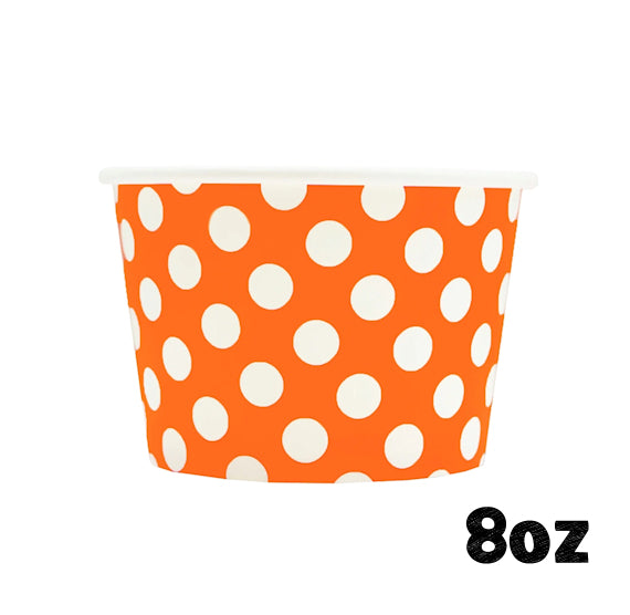 Large Orange Ice Cream Cups: Polka Dot | www.sprinklebeesweet.com