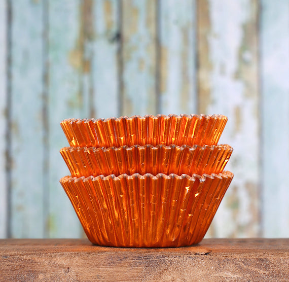 Bulk Cupcake Liners: Orange Foil | www.sprinklebeesweet.com