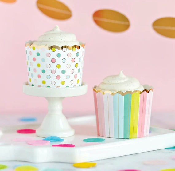 Pastel Baking Cups: Stripes + Dots | www.sprinklebeesweet.com