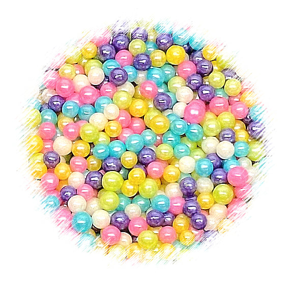 Shimmer Pastel Rainbow Sugar Pearls: 4mm | www.sprinklebeesweet.com
