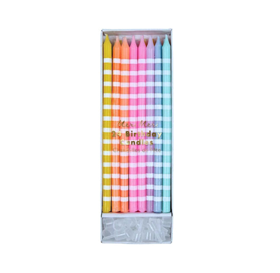 Tall Pastel Rainbow Birthday Candles: Stripe | www.sprinklebeesweet.com