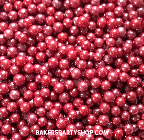 Shimmer Burgundy Sugar Pearls: 4mm | www.sprinklebeesweet.com