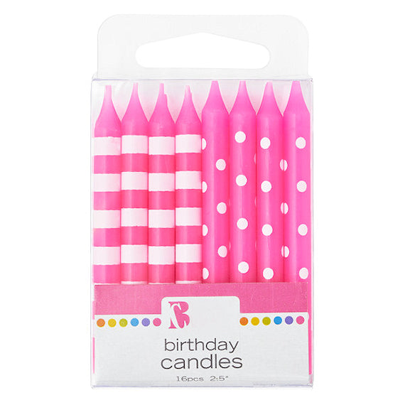 Pink Birthday Candles: Stripes + Dots | www.sprinklebeesweet.com