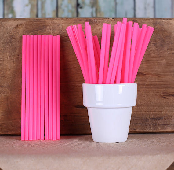Bulk Hot Pink Lollipop Sticks: 4.5" | www.sprinklebeesweet.com
