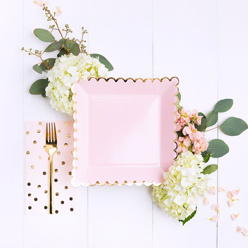 Large Light Pink Plates With Gold Foil | www.sprinklebeesweet.com